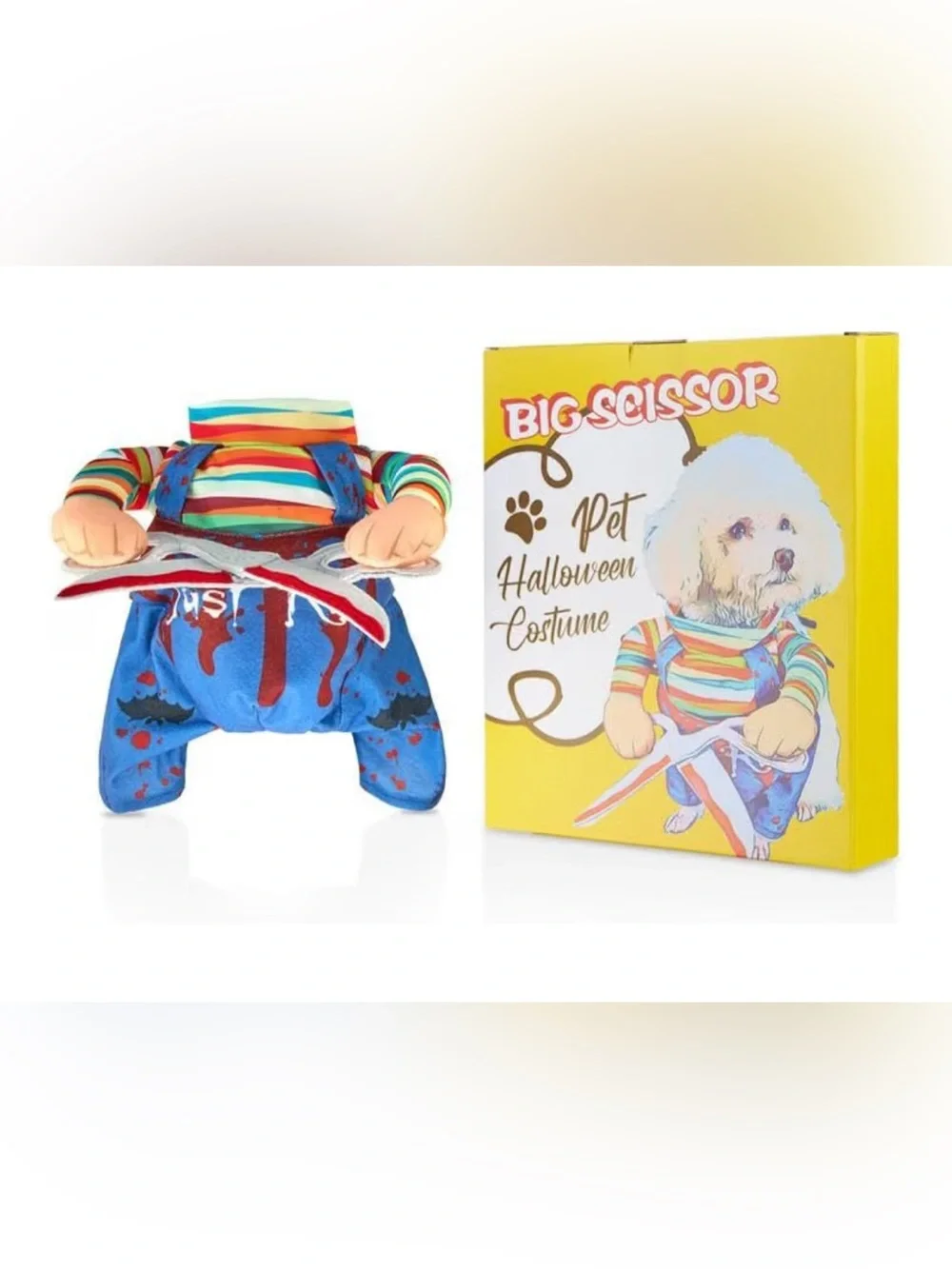 NIB- medium Pet Halloween Costume  Scary scissors, Chucky dog/cat costume